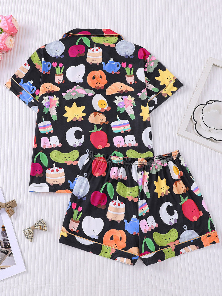 Whimsical Cute Food & Garden Pajama Set