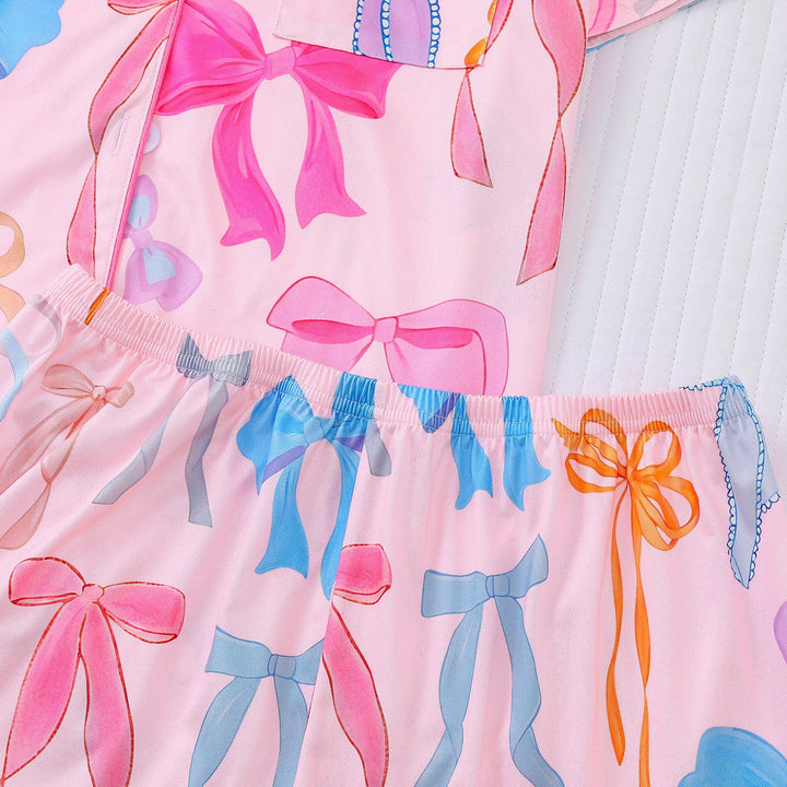 Colorful Coquette Bow Print Pajama Set