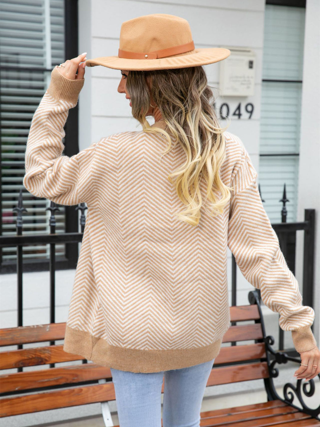 Chevron Knit Button Cardigan