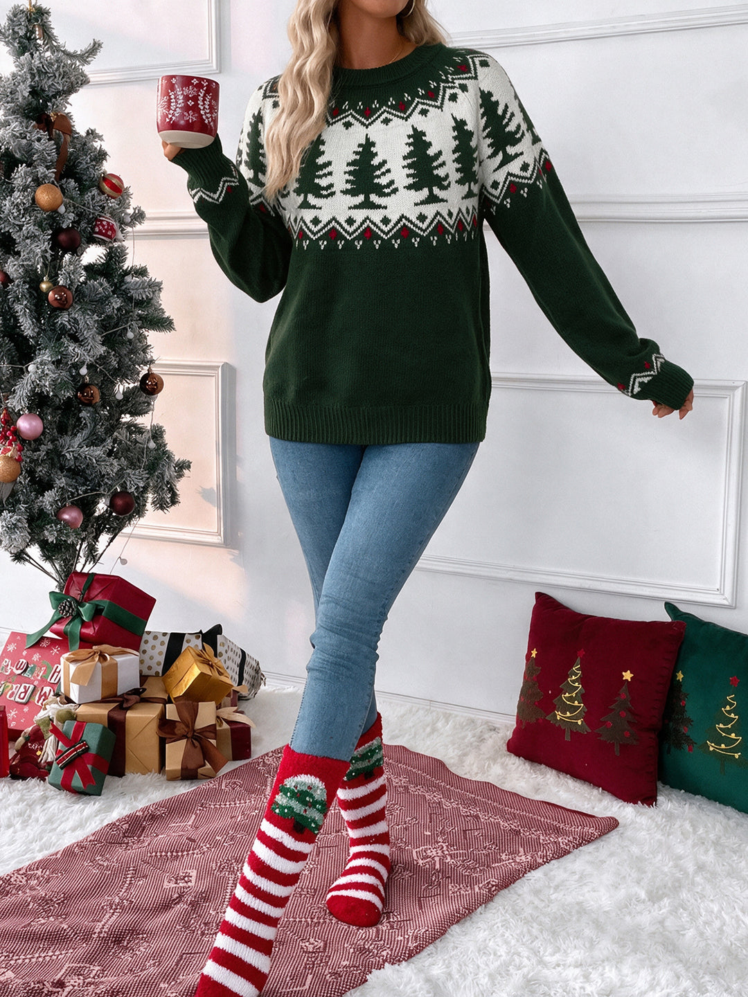 Christmas Tree Fair Isle Knit Sweater