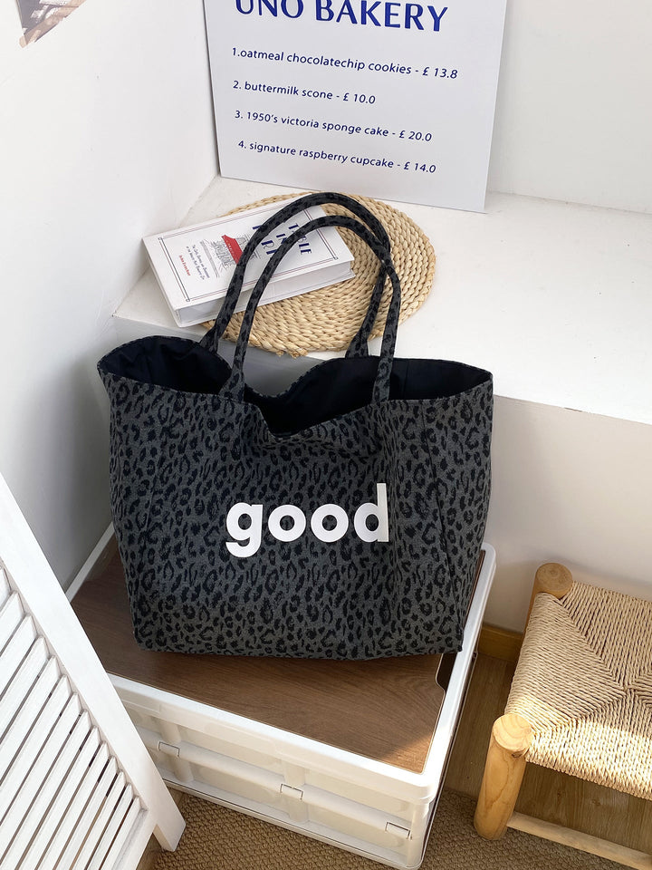 “Good” Graphic Shoulder Tote Bag