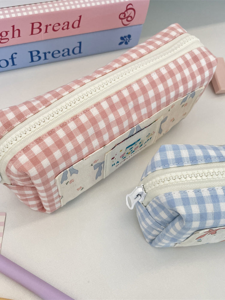Gingham Bow Pencil Pouch