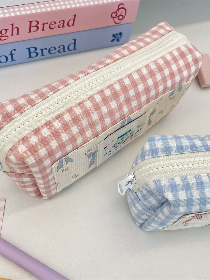 Gingham Bow Pencil Pouch