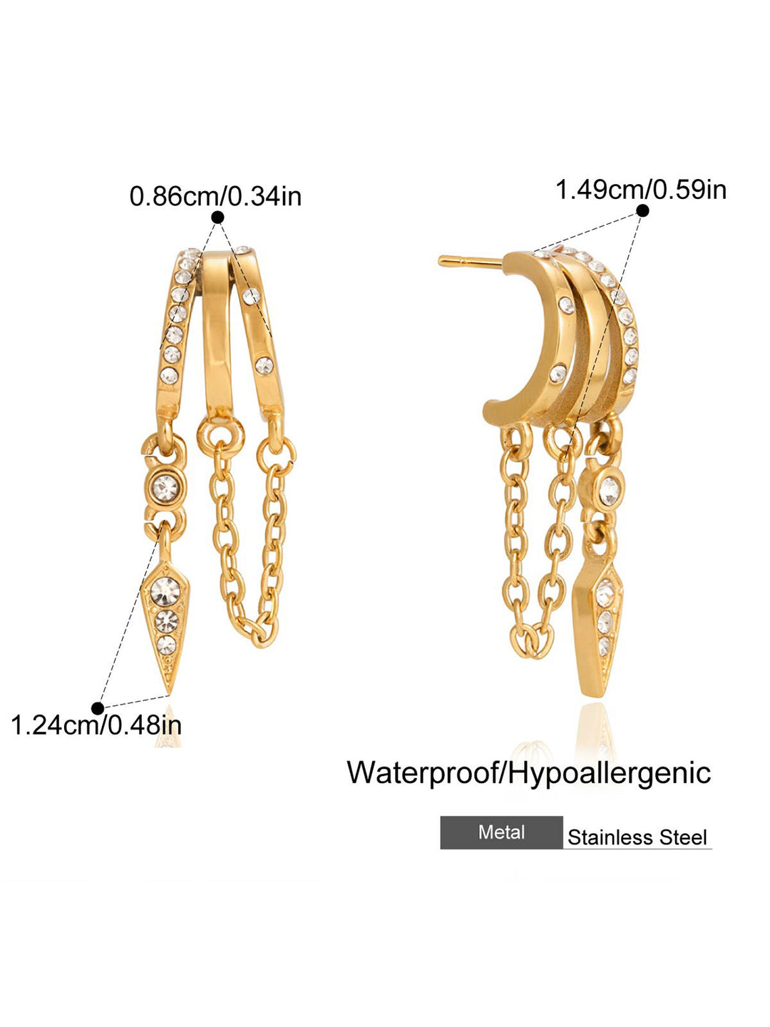 Pavé Chain Drop Cluster Huggie Earrings