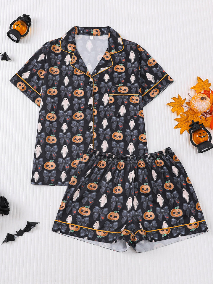 Spooky Bows & Pumpkins Pajama Set