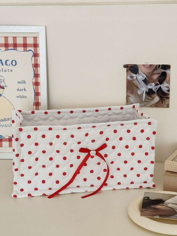 Ribbon Detail Polka Dot Storage Basket