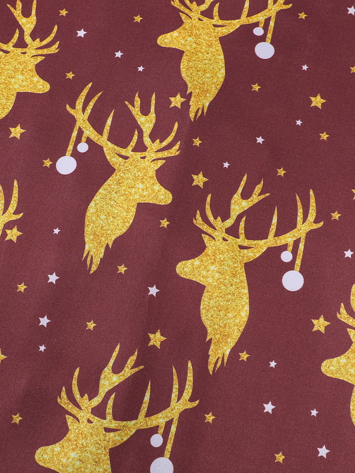 Golden Reindeer Long Sleeve Pajama Set