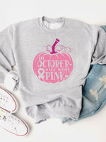 In October We Wear Pink Pumpkin Graphic Sweatshirt