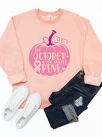 In October We Wear Pink Pumpkin Graphic Sweatshirt