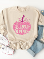 In October We Wear Pink Pumpkin Graphic Sweatshirt
