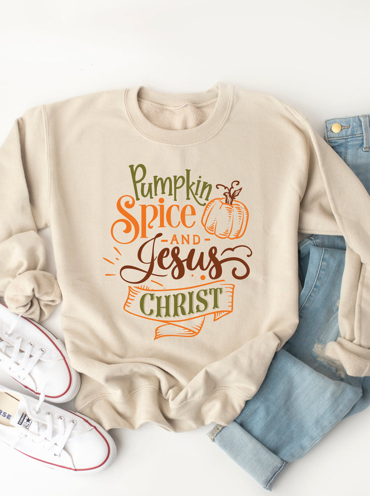 Pumpkin Spice & Jesus Christ Graphic Sweatshirt