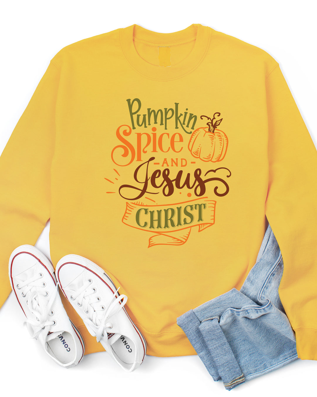 Pumpkin Spice & Jesus Christ Graphic Sweatshirt