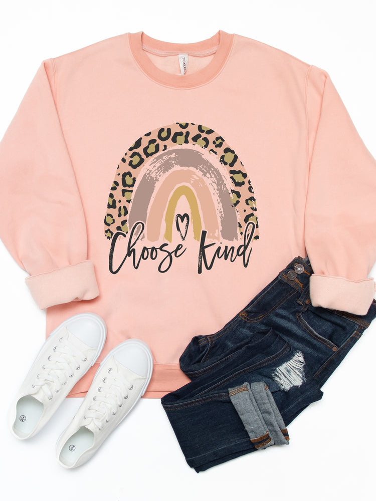 Choose Kind Cheetah Rainbow Graphic Sweatshirt