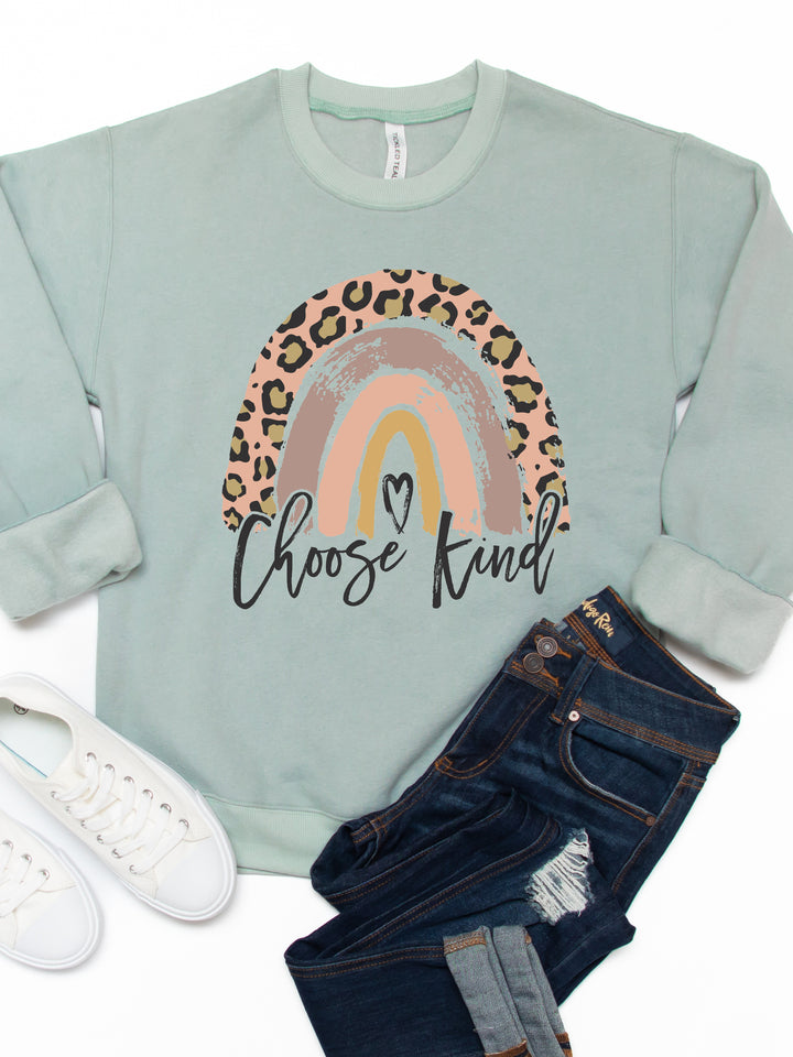 Choose Kind Cheetah Rainbow Graphic Sweatshirt
