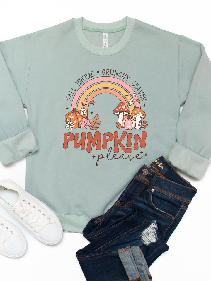 Fall Rainbow Pumpkin Please Graphic Sweatshirt