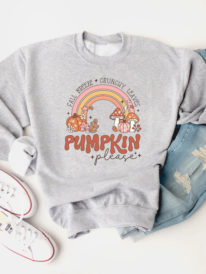 Fall Rainbow Pumpkin Please Graphic Sweatshirt