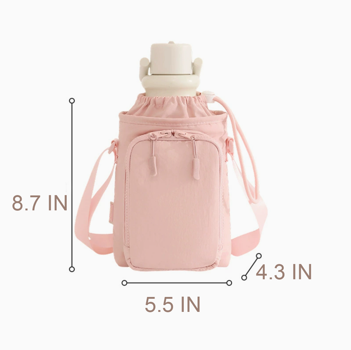 Compact Bottle Carrier Crossbody Bag with Pocket