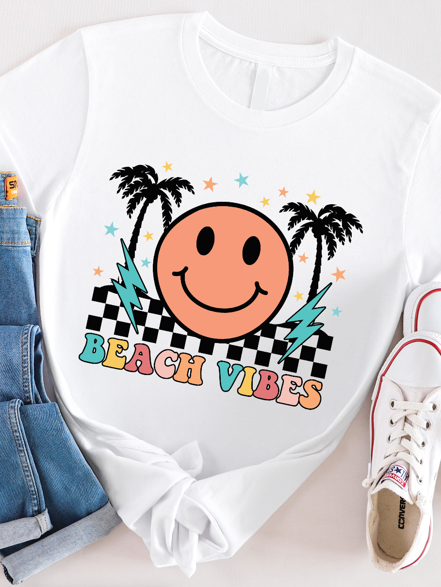 Smiley Face Beach Vibes Graphic Tee