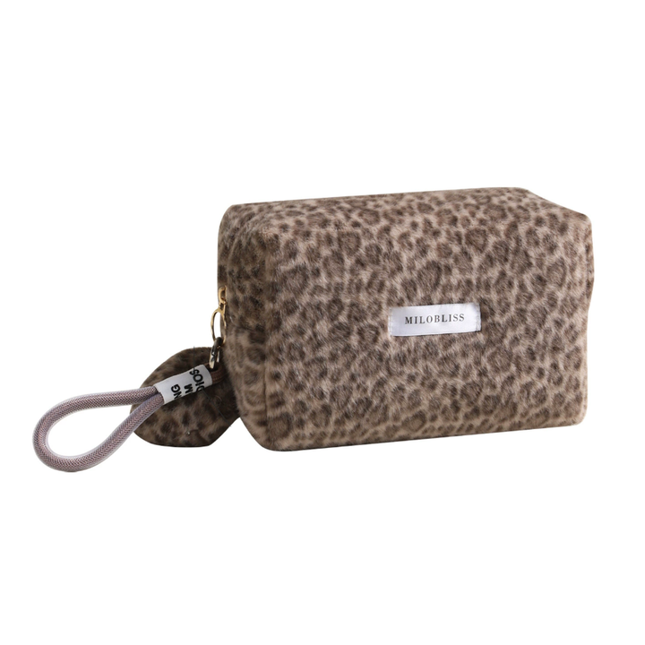 Fuzzy Animal Print Makeup Bag