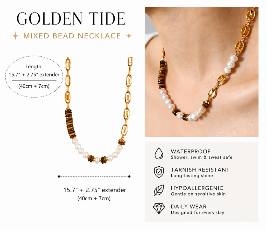 Golden Tide Mixed Bead Necklace