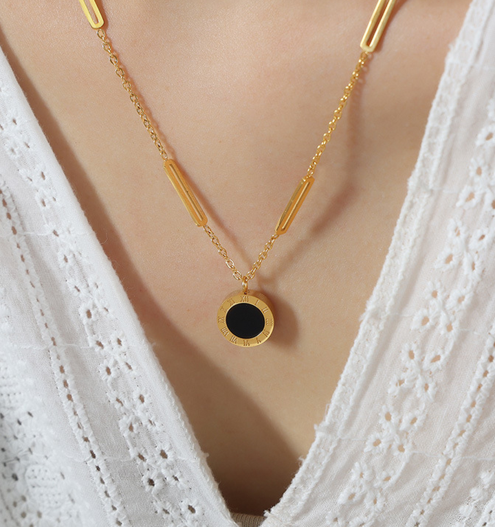 Roman Disc Pendant Necklace
