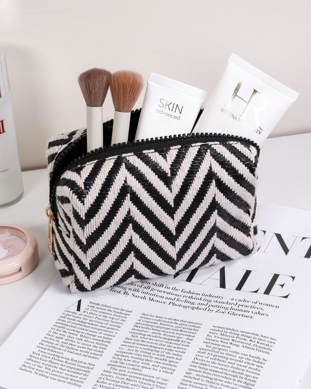 Contrast Patterned Makeup Bag