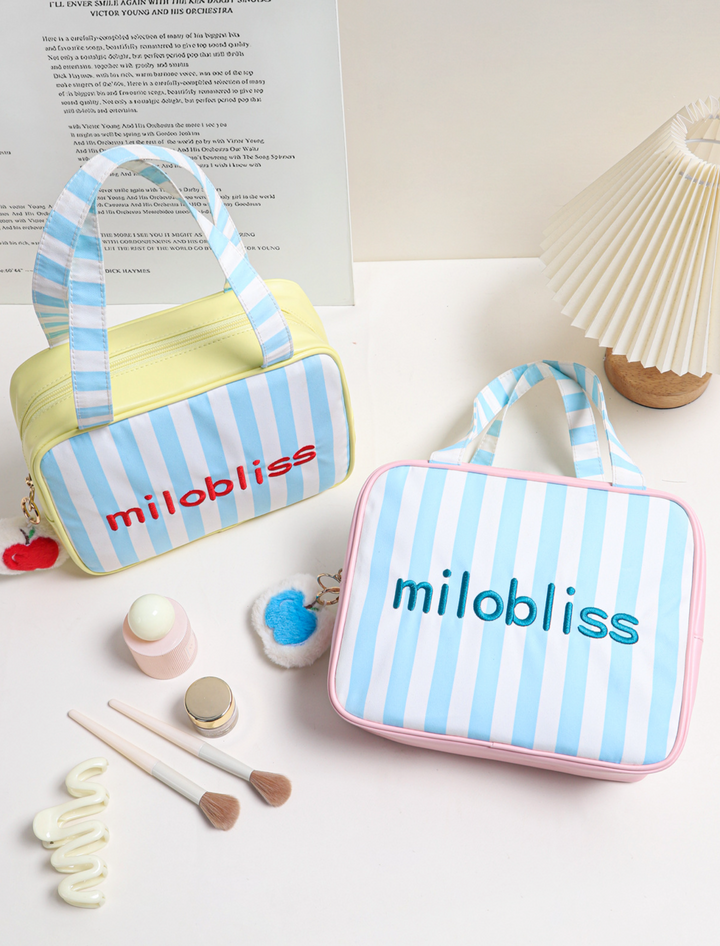 Pastel Stripe Cosmetic Travel Tote