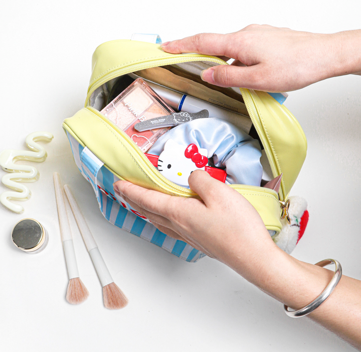 Pastel Stripe Cosmetic Travel Tote