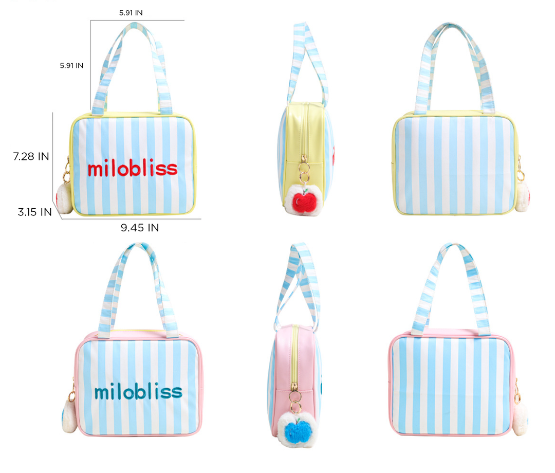 Pastel Stripe Cosmetic Travel Tote