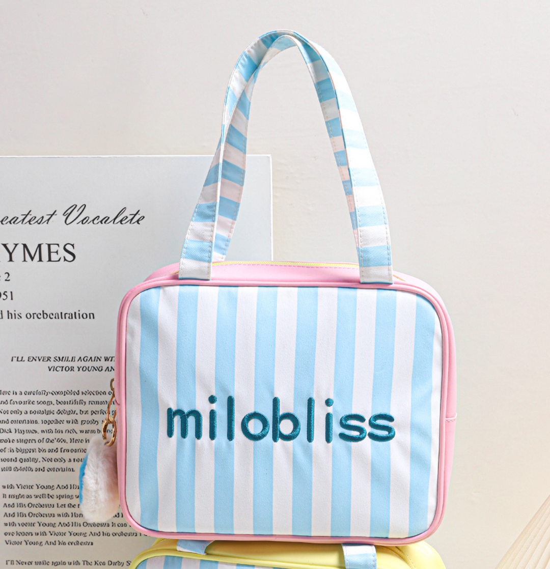 Pastel Stripe Cosmetic Travel Tote