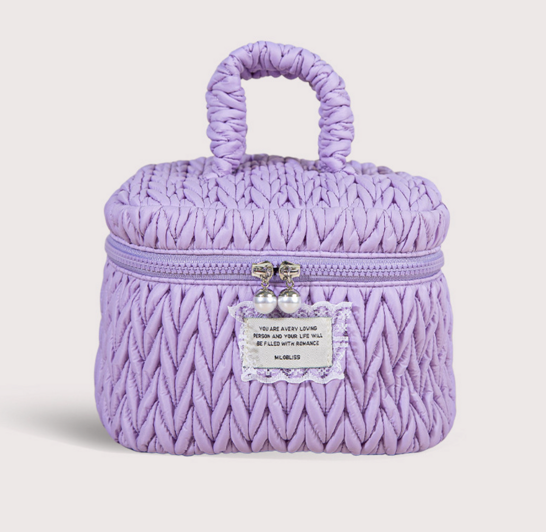 Braid Quilted Vanity Cosmetic Case with Handle