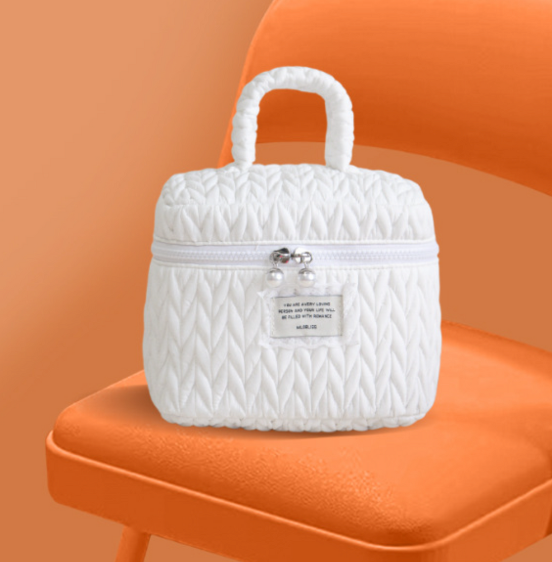 Braid Quilted Vanity Cosmetic Case with Handle