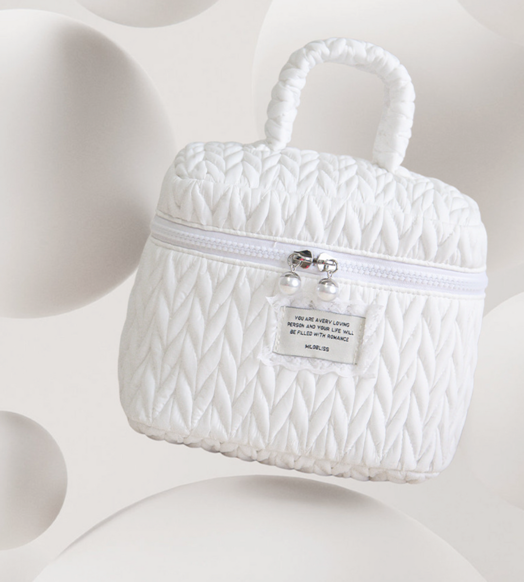 Braid Quilted Vanity Cosmetic Case with Handle