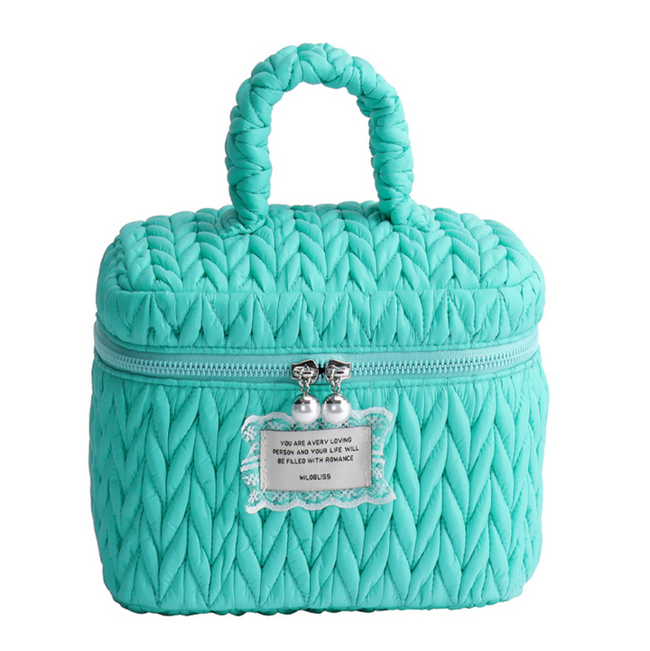 Braid Quilted Vanity Cosmetic Case with Handle