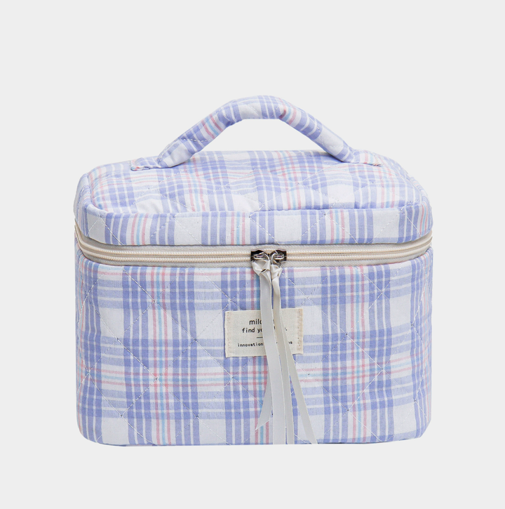 Colorful Plaid Quilted Cosmetic Case
