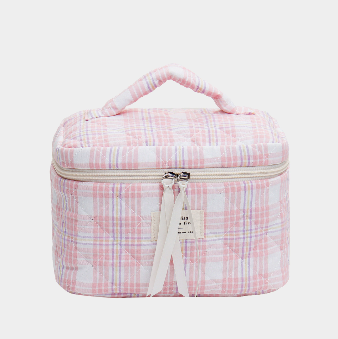Colorful Plaid Quilted Cosmetic Case