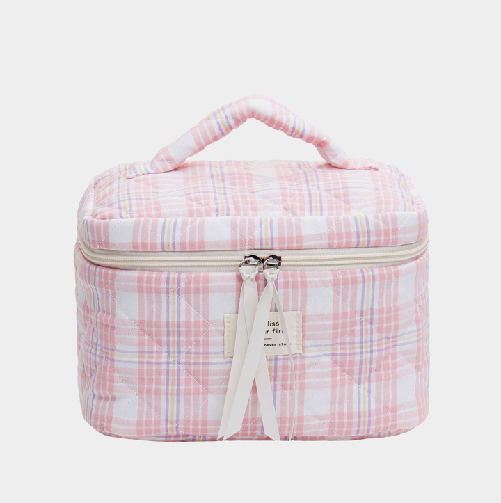 Colorful Plaid Quilted Cosmetic Case