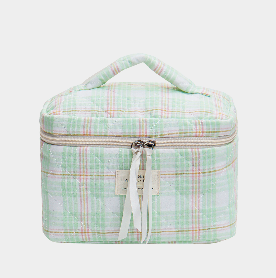 Colorful Plaid Quilted Cosmetic Case