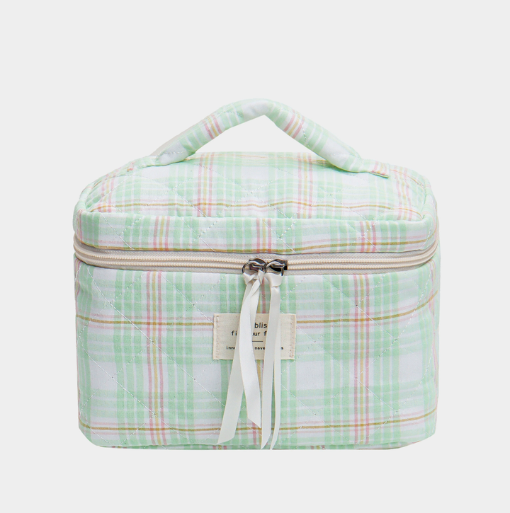 Colorful Plaid Quilted Cosmetic Case