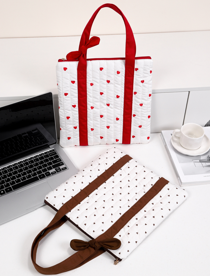 Quilted Dot Print Tote Bag