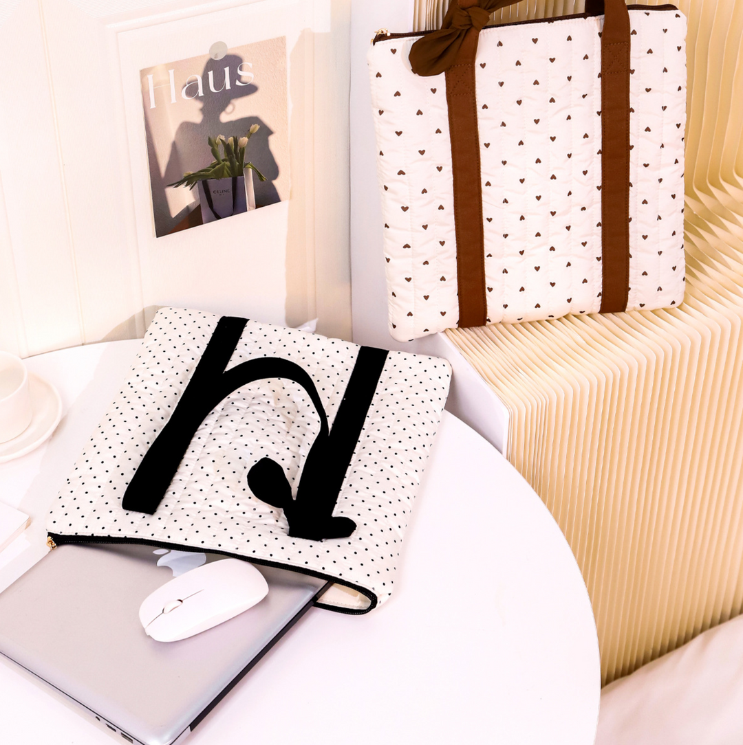 Quilted Dot Print Tote Bag