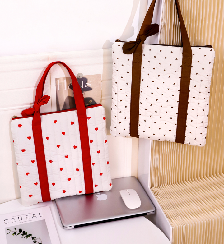 Quilted Dot Print Tote Bag