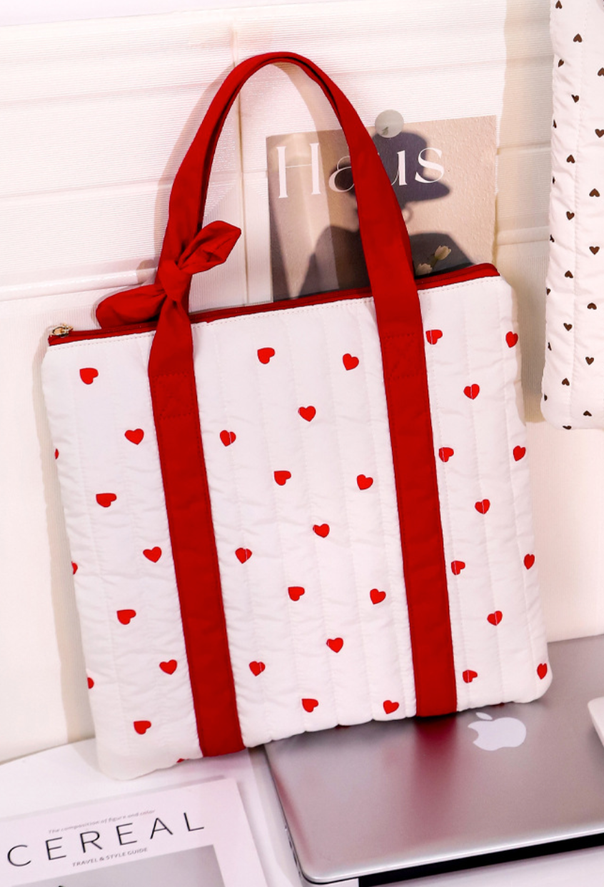 Quilted Dot Print Tote Bag