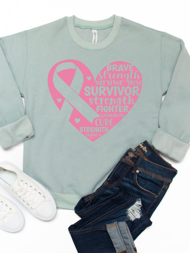 Survivor Heart Cancer Ribbon Graphic Sweatshirt