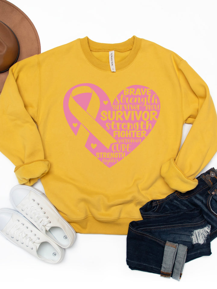 Survivor Heart Cancer Ribbon Graphic Sweatshirt