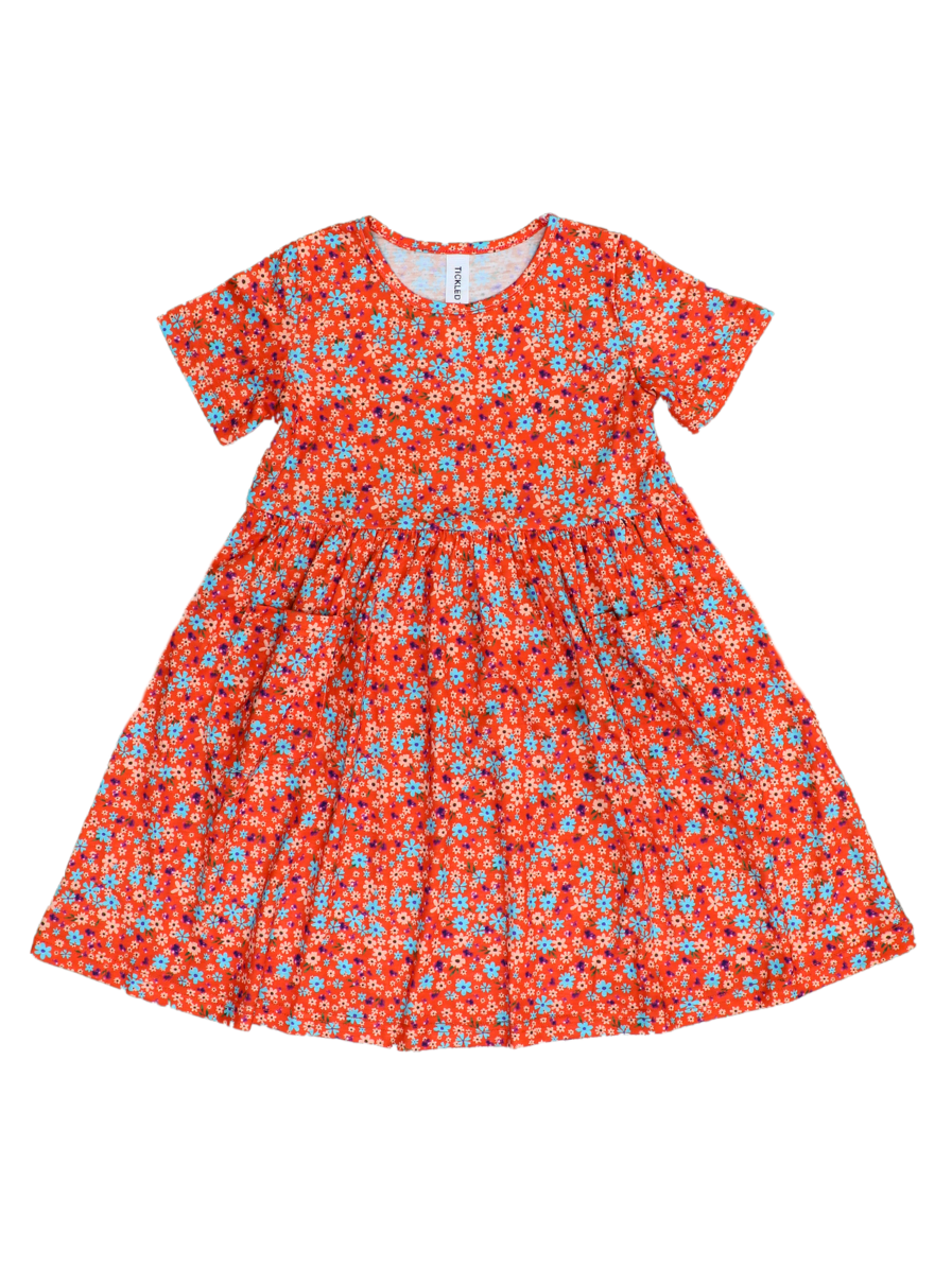 Spring Pattern Little Girls Pocket Dress
