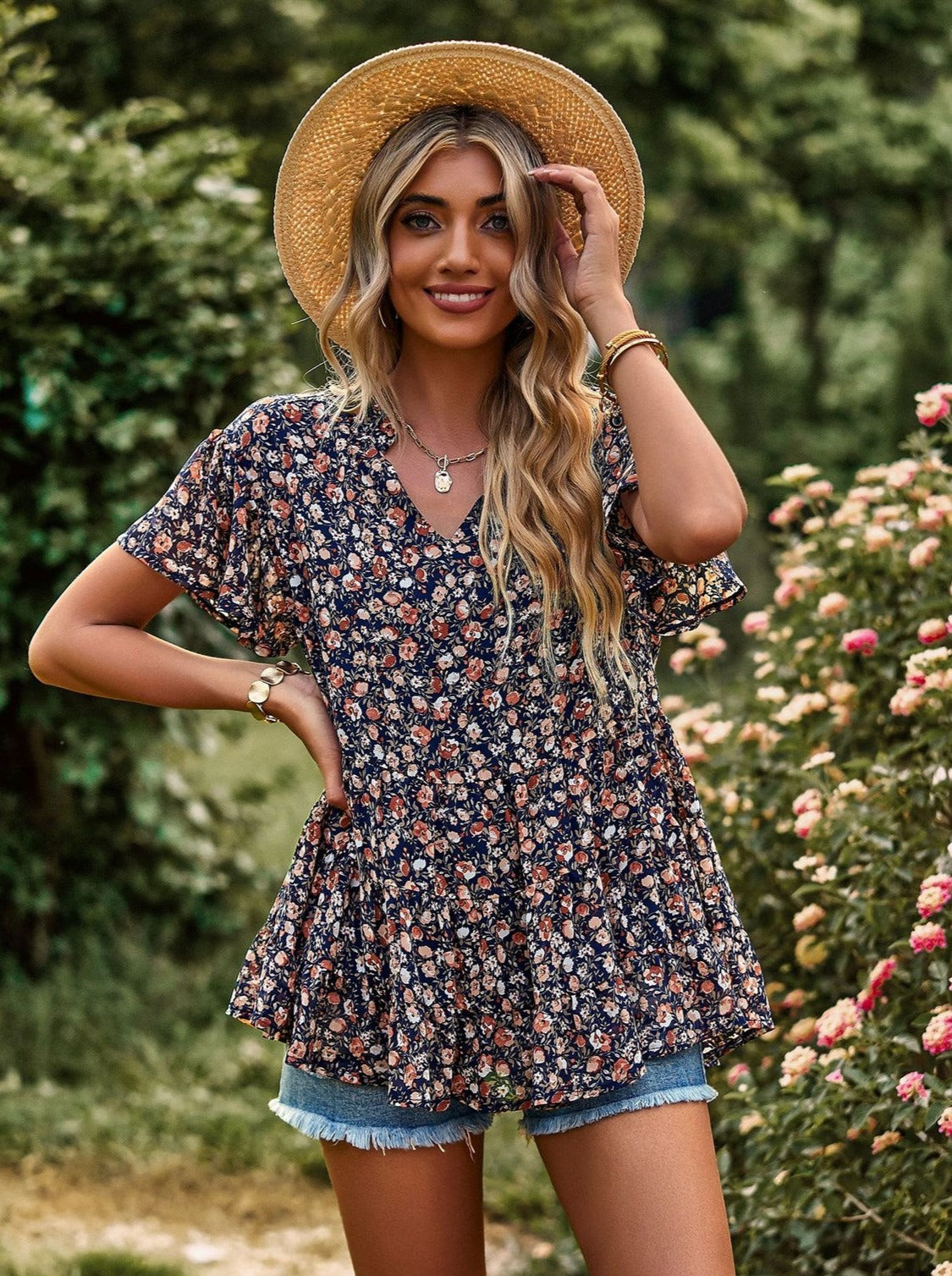 Floral Peplum Top – Tickled Teal LLC