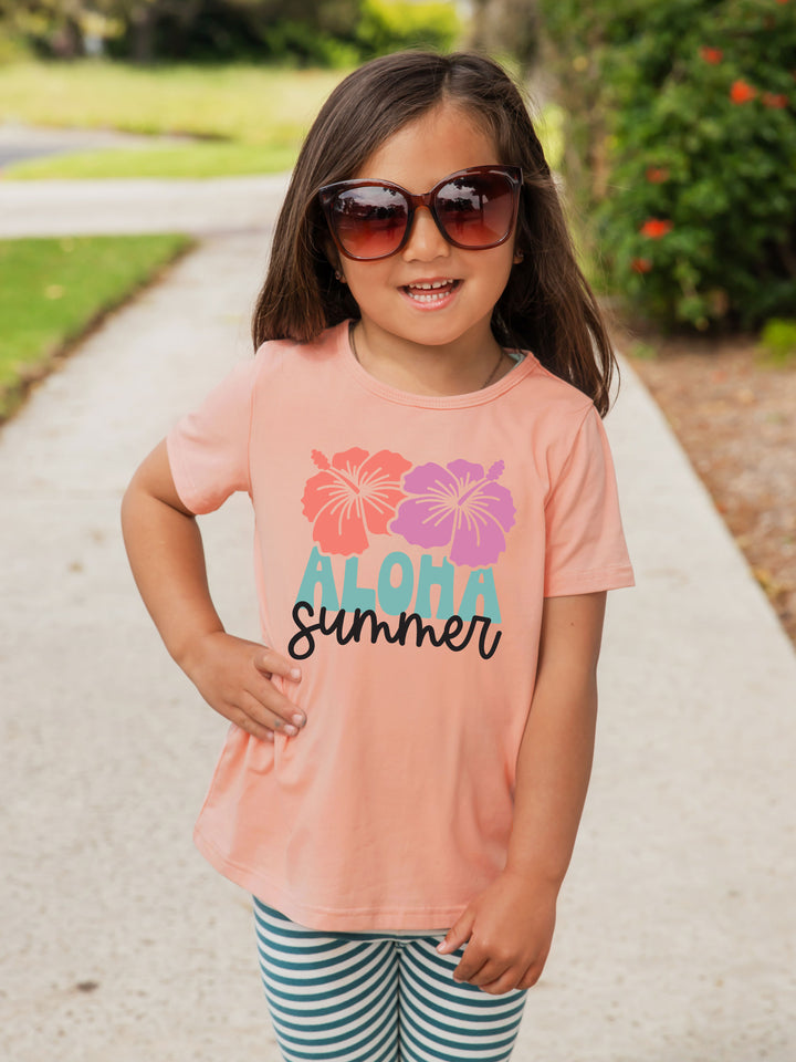 Hibiscus Aloha Summer Kids Graphic Tee