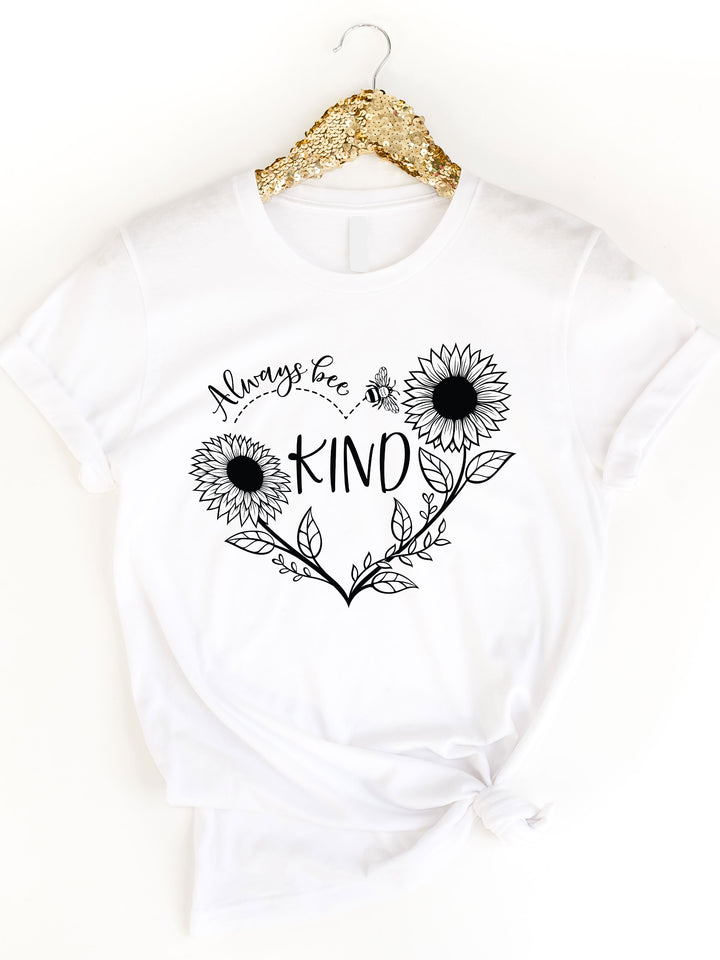 Always Be Kind Sunflower Heart Graphic Tee