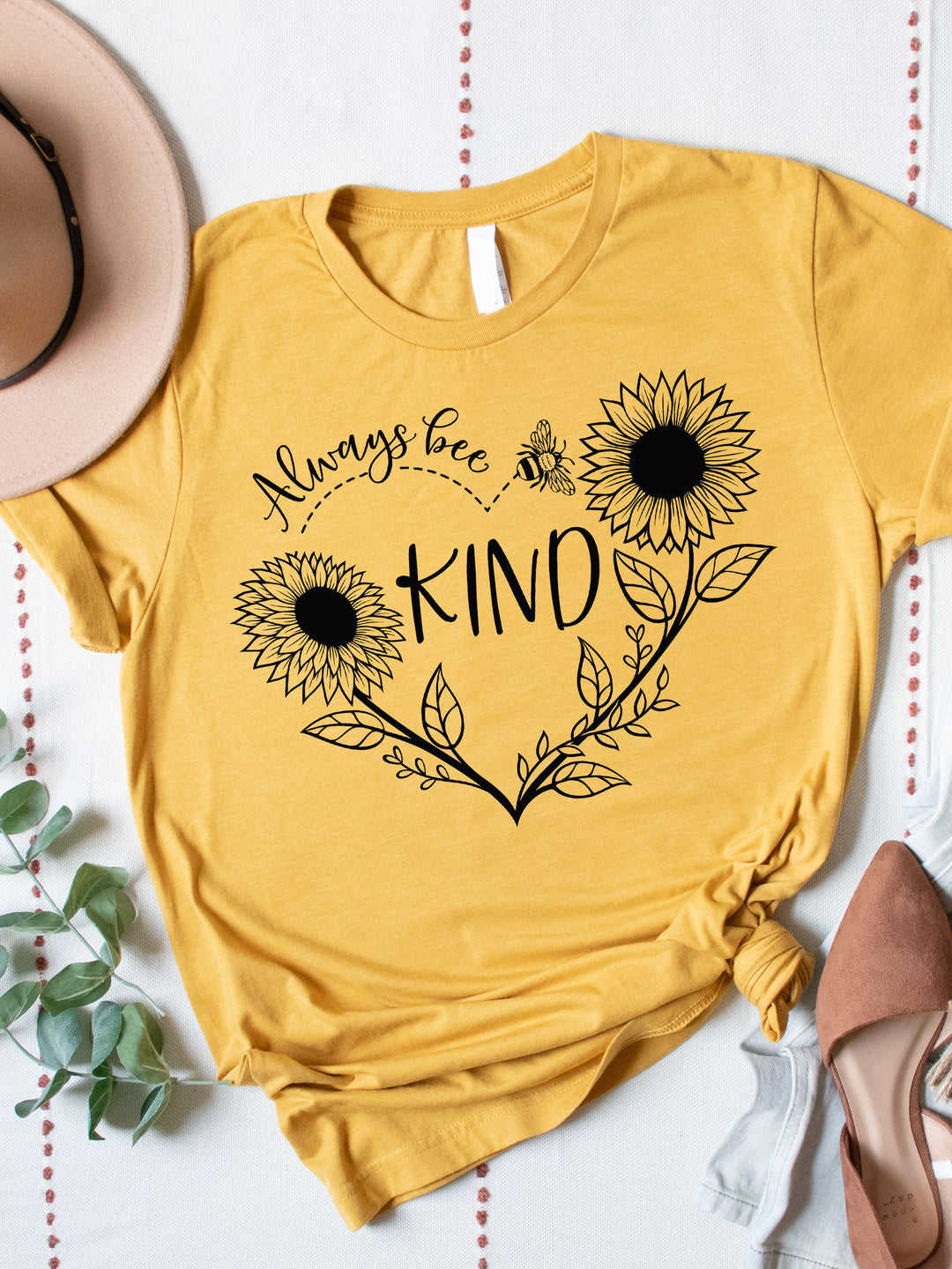 Always Be Kind Sunflower Heart Graphic Tee